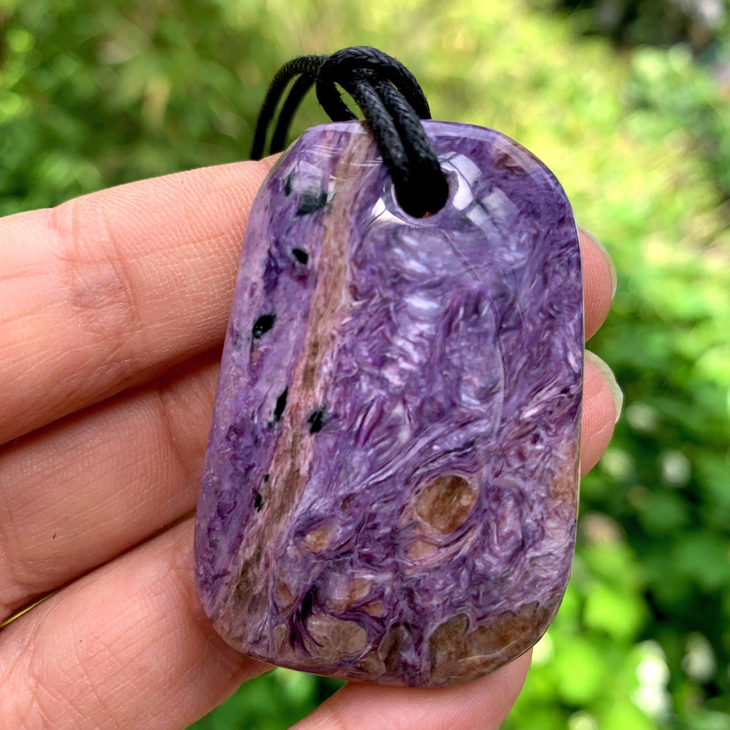 Stunning Silky Purple Patterns Charoite On Adjustable Cotton Cord #3 - Earth Family Crystals