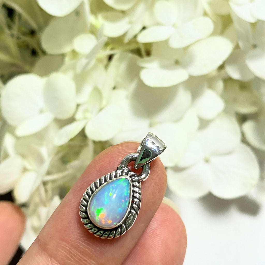Flashy Ethiopian Opal Dainty Sterling Silver Pendant (Includes Silver Chain) #2 - Earth Family Crystals