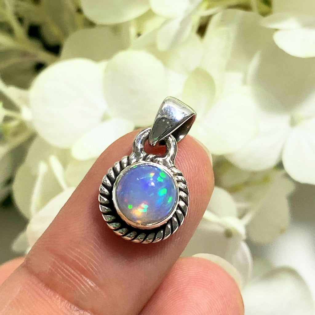 Flashy Ethiopian Opal Dainty Sterling Silver Pendant (Includes Silver Chain) #3 - Earth Family Crystals