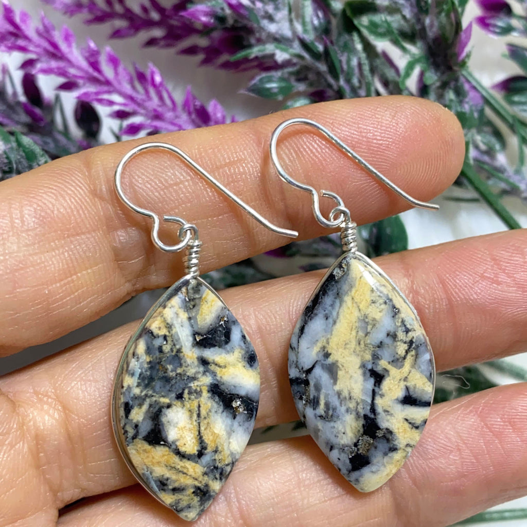 Picturesque Canadian Pinolite Sterling Silver Earrings (Partially Polished) #6 - Earth Family Crystals
