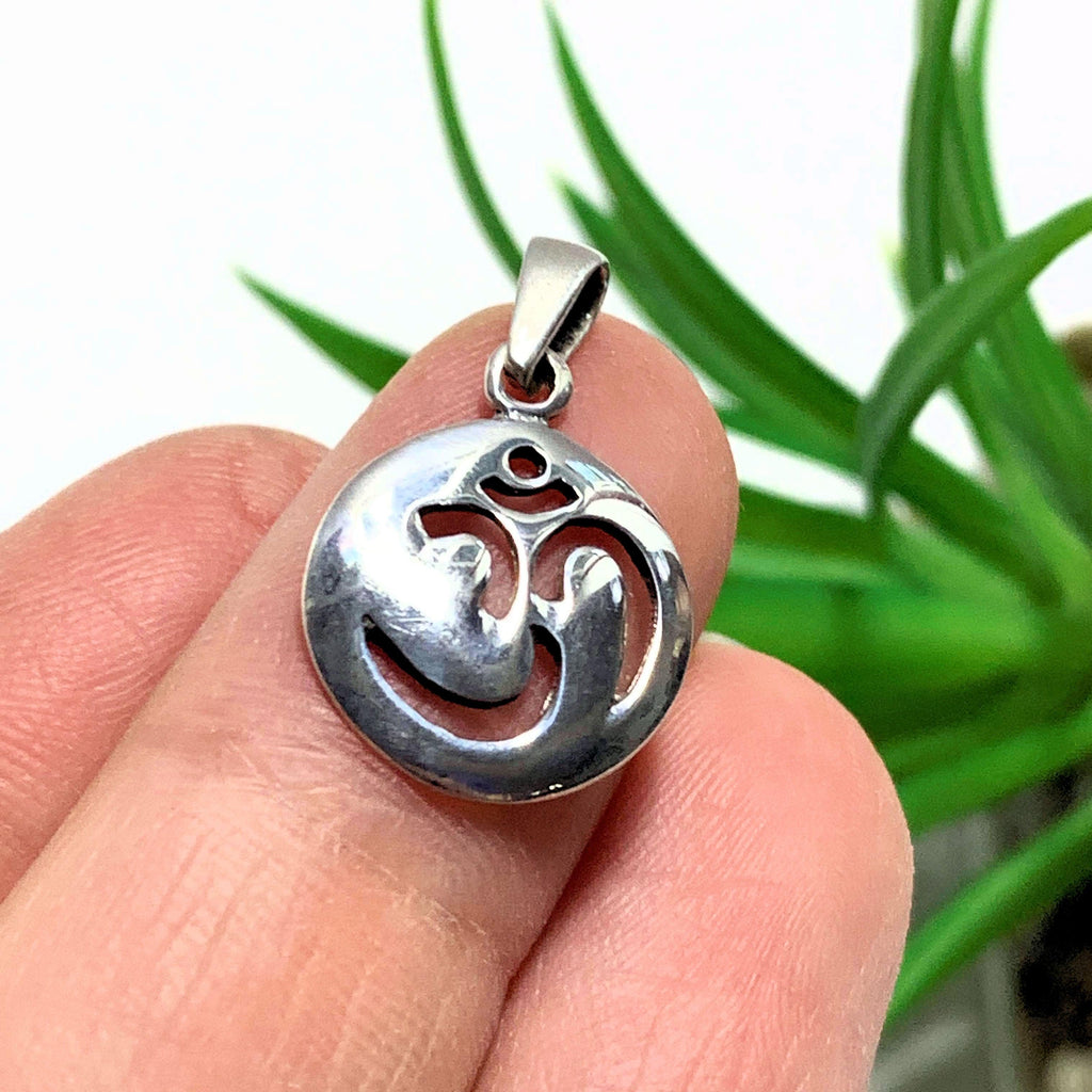 OM Dainty Sterling Silver Pendant - Earth Family Crystals