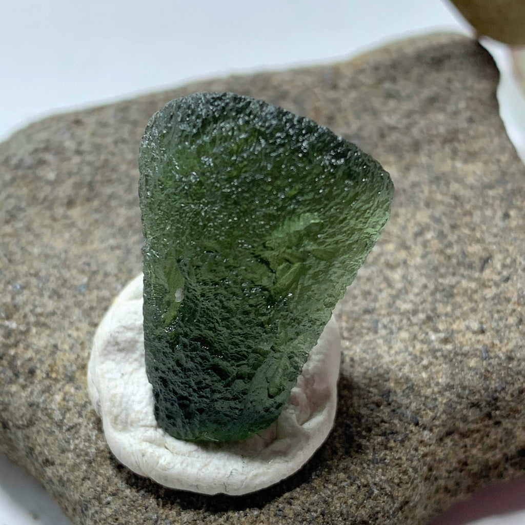 Genuine Raw Green Moldavite Specimen From Czech Republic #4 - Earth Family Crystals