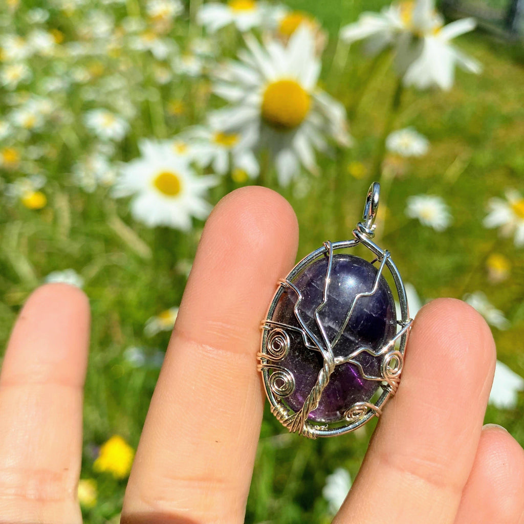 Amethyst Wire Wrapped Tree of Life Pendant (Includes Silver Chain) - Earth Family Crystals