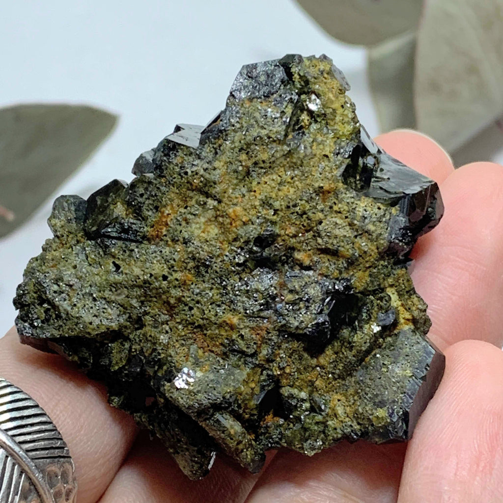 Fascinating Deep Forest Green Natural Epidote Cluster - Earth Family Crystals