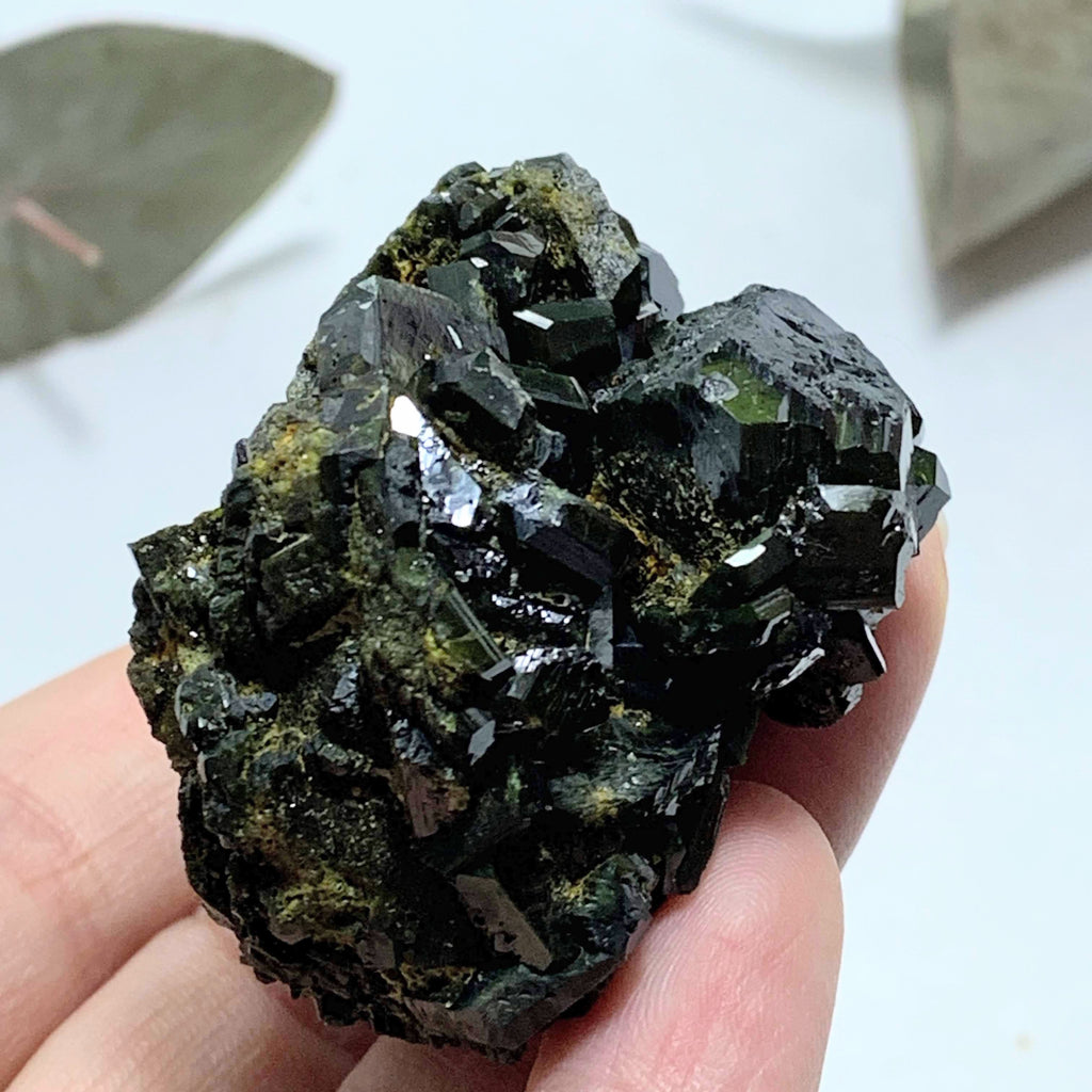 Fascinating Deep Forest Green Natural Epidote Cluster - Earth Family Crystals