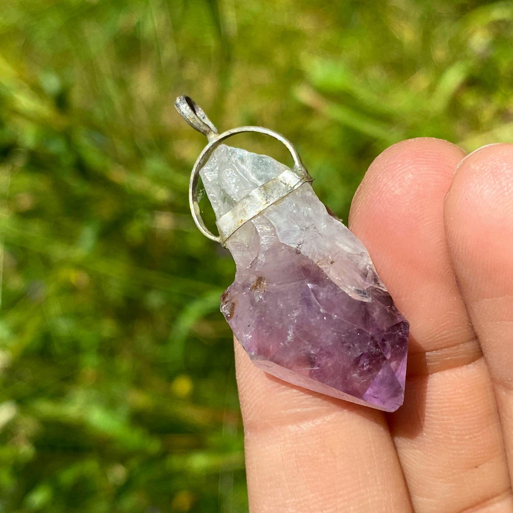 Natural Amethyst Point Pendant Sterling Silver (Includes Silver Chain) - Earth Family Crystals