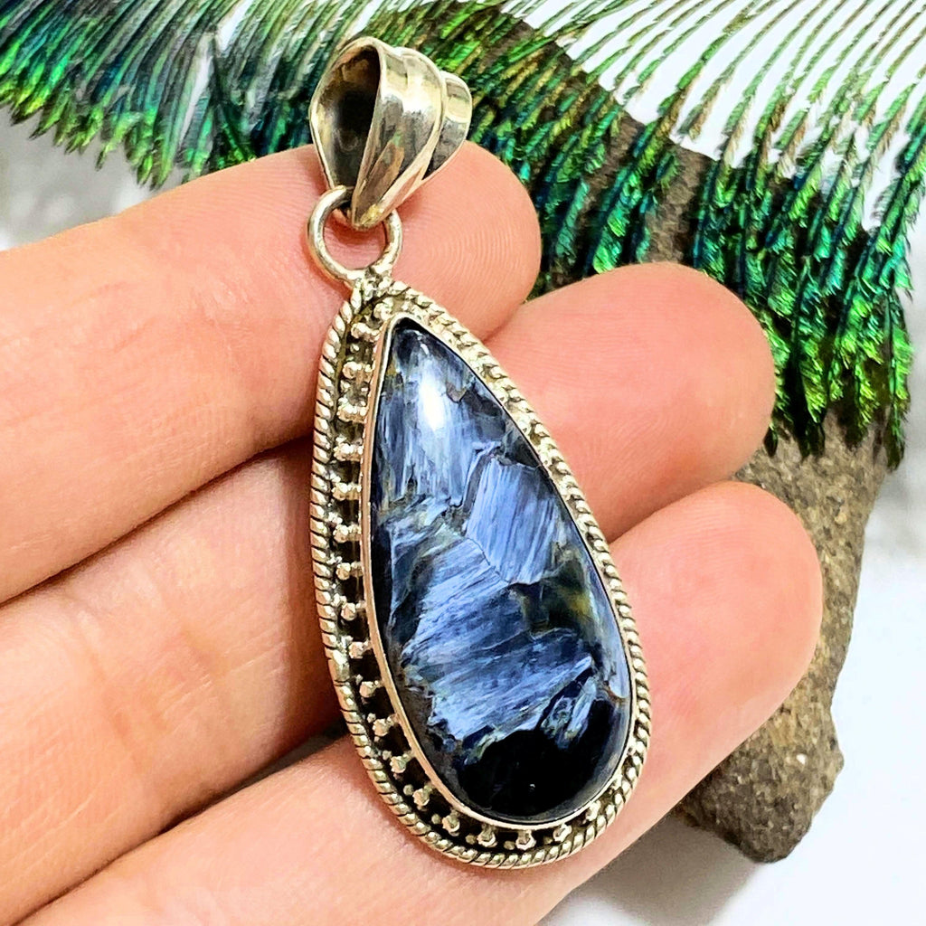 Pietersite Silky Blue Pendant in Sterling Silver (Includes Silver Chain) - Earth Family Crystals