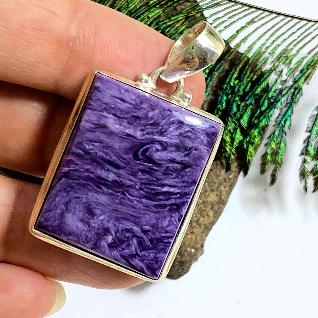 Silky Purple Charoite Pendant In Sterling Silver (Includes Silver Chain) - Earth Family Crystals
