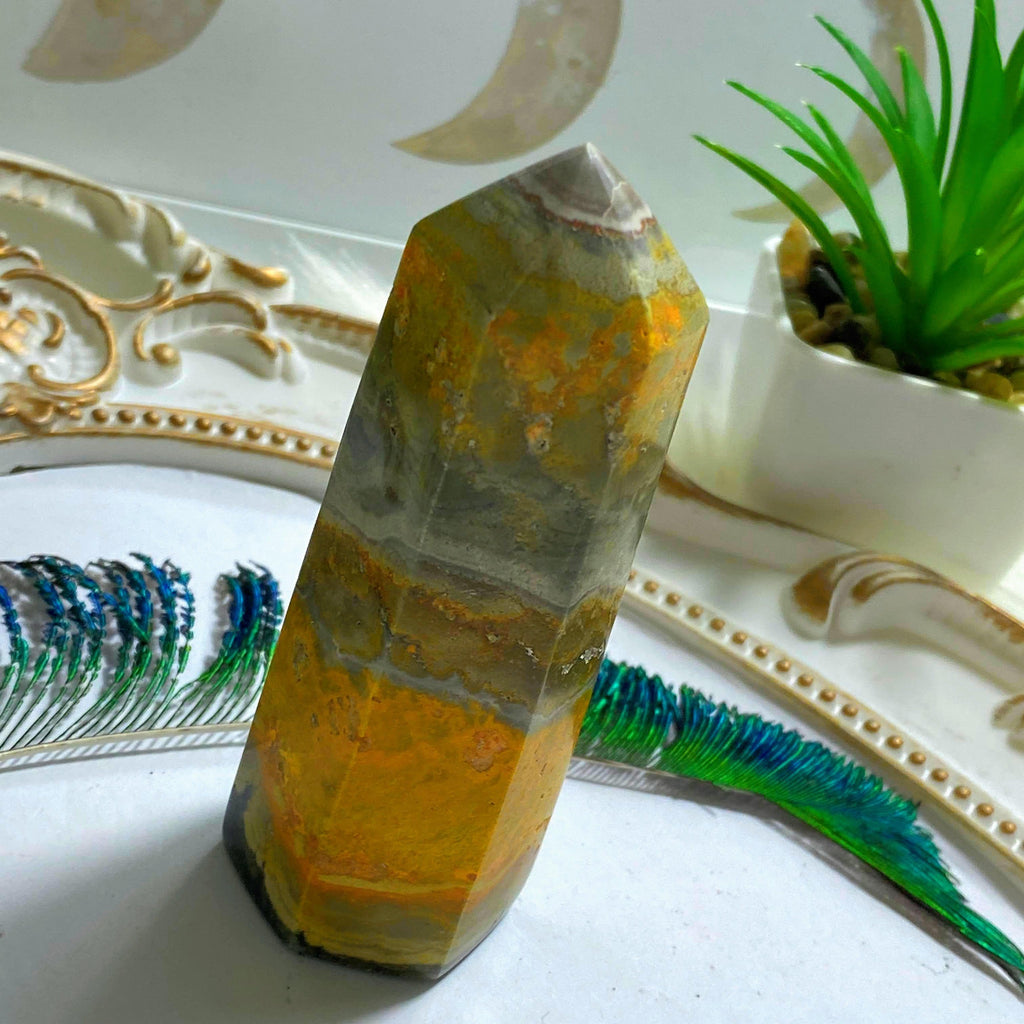 Chunky Bumble Bee Jasper Standing Display Tower - Earth Family Crystals