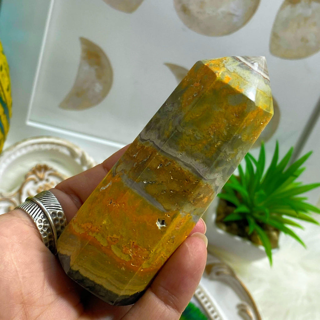 Chunky Bumble Bee Jasper Standing Display Tower - Earth Family Crystals