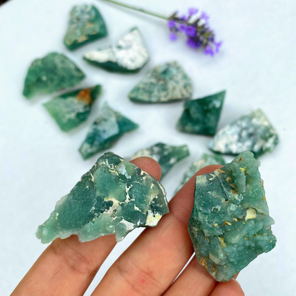 Set of 2~ Natural Green Chrome Chalcedony ( Mtorolite ) Specimen (Locality: Zambia) - Earth Family Crystals