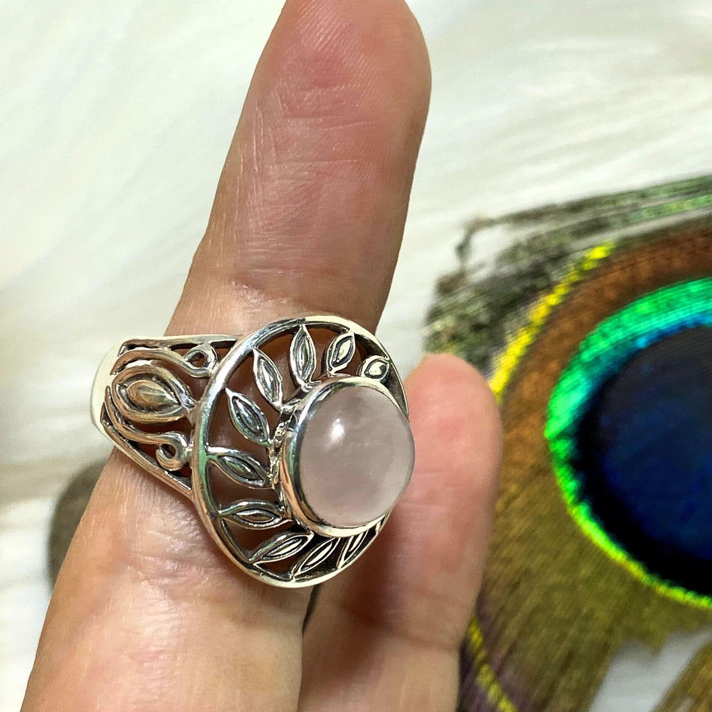 Beautiful Pink Rose Quartz Sterling Silver Ring (Size 8) - Earth Family Crystals