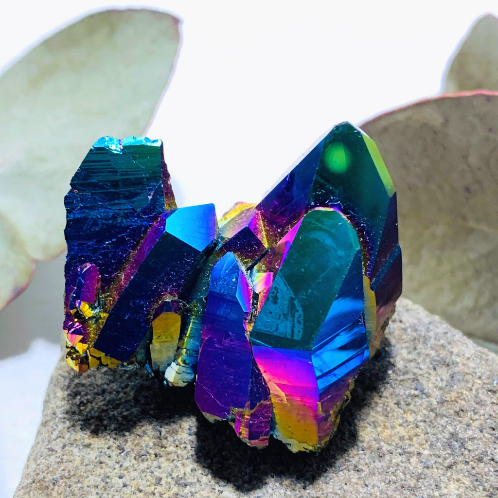 Intense Beauty! Rainbow Flash Titanium Quartz Cluster From Arkansas #6 - Earth Family Crystals