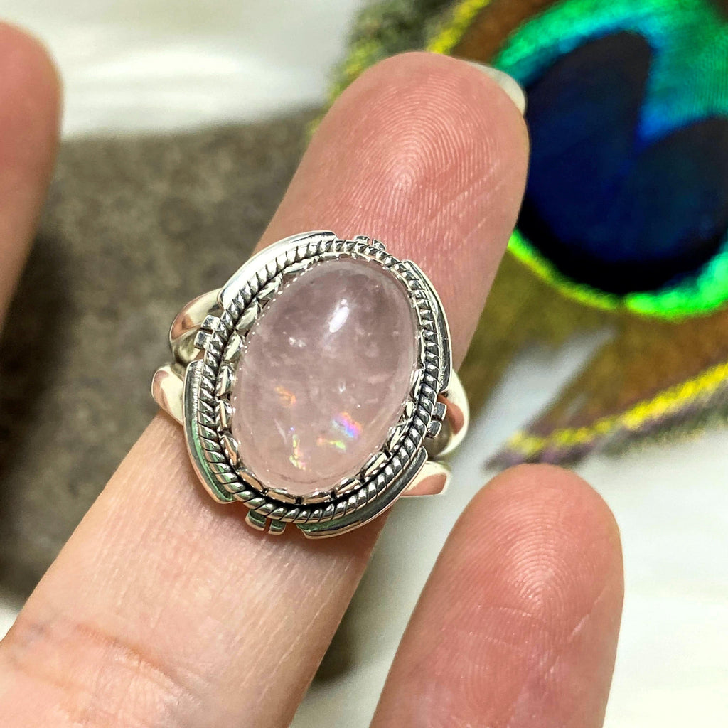 Candy Pink Rose Quartz Sterling Silver Ring (Size 8) - Earth Family Crystals