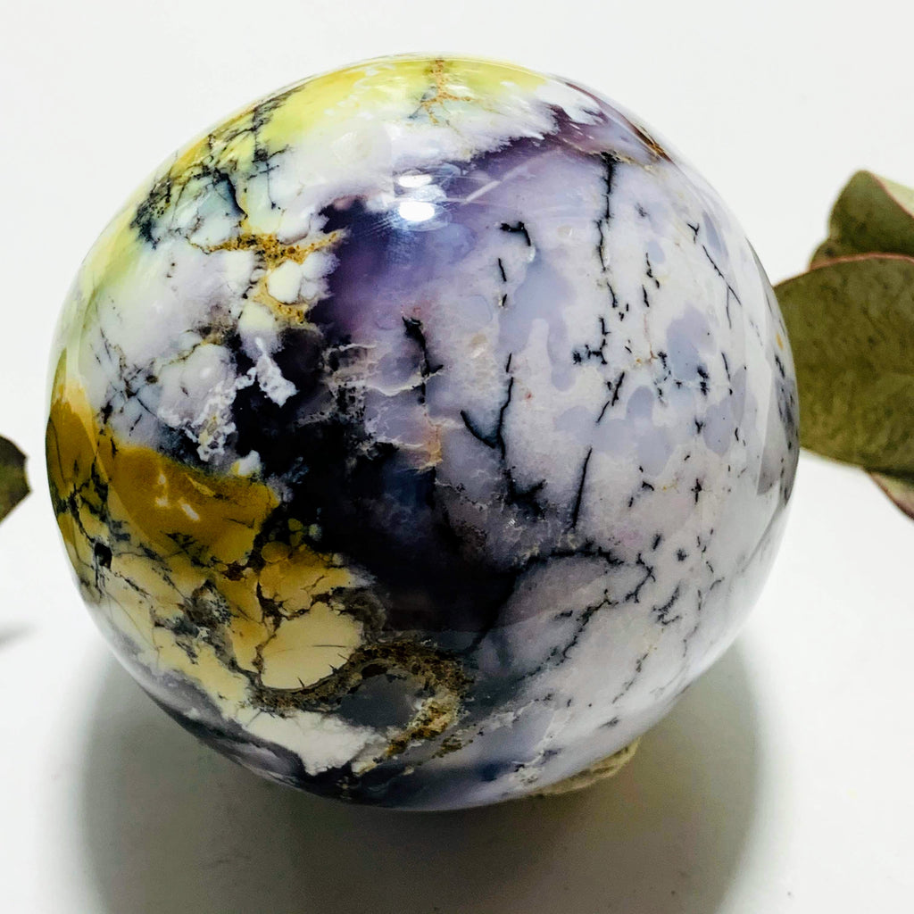 Incredible Depth! XL Dendritic Agate Sphere With Caves Display Carving - Earth Family Crystals