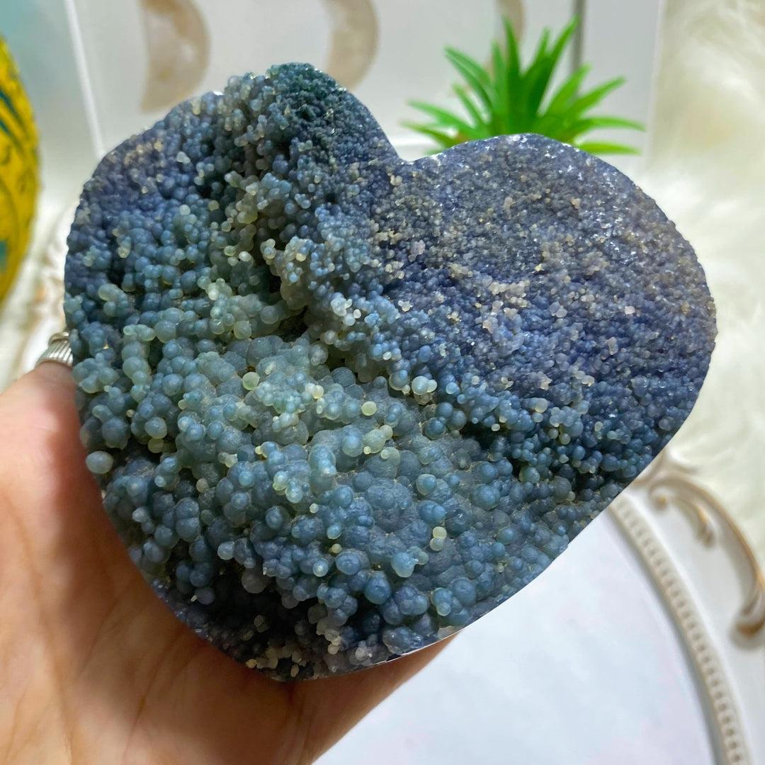 Incredible XL Multi Color Grape Agate Partially Polished Display Heart Carving - Earth Family Crystals
