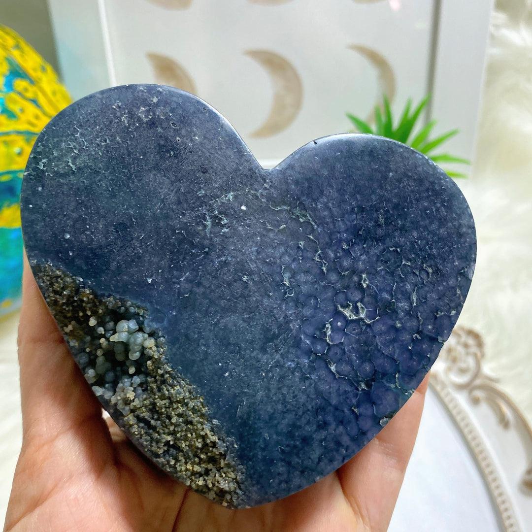 Incredible XL Multi Color Grape Agate Partially Polished Display Heart Carving - Earth Family Crystals
