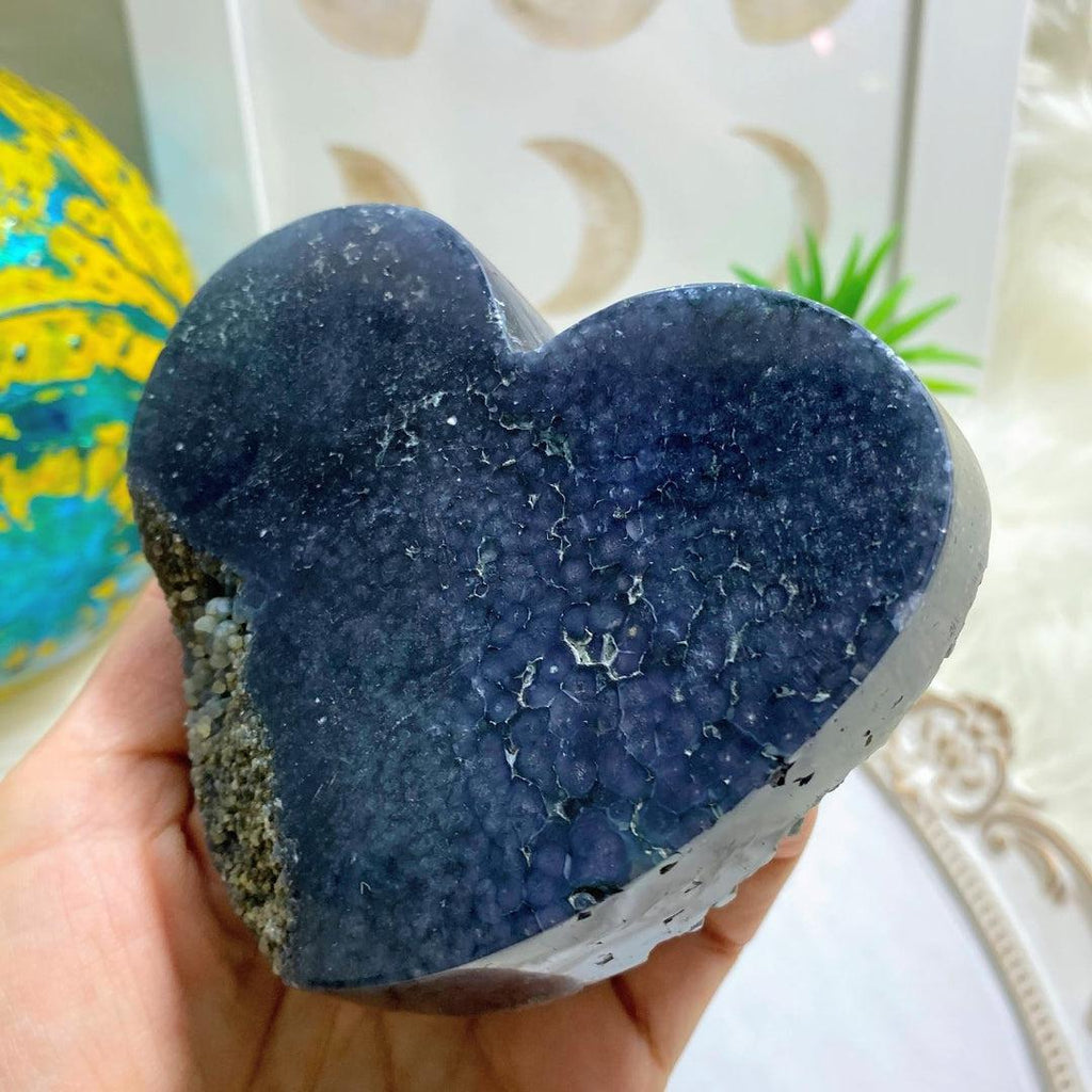 Incredible XL Multi Color Grape Agate Partially Polished Display Heart Carving - Earth Family Crystals