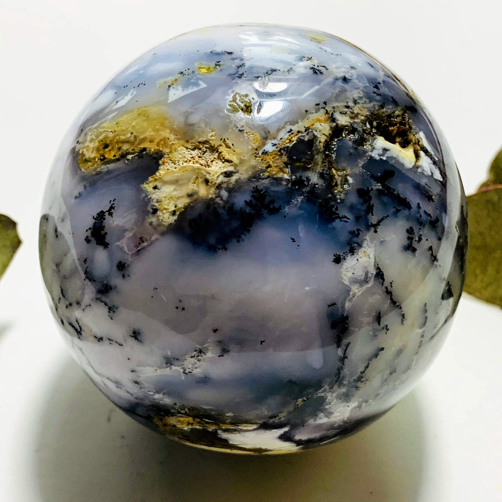 Incredible Depth! XL Dendritic Agate Sphere With Caves Display Carving - Earth Family Crystals