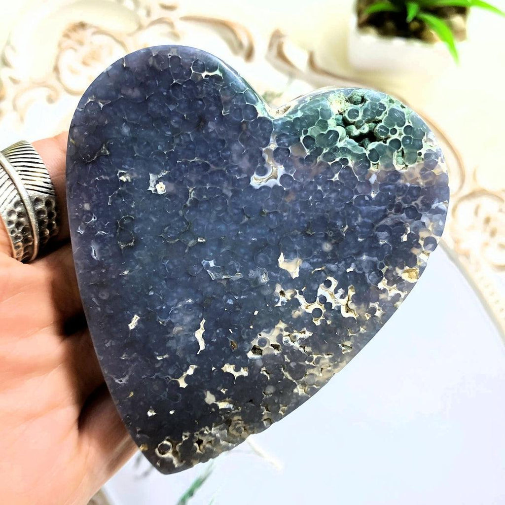 Multi Color Large Grape Agate Partially Polished Love Heart #8 - Earth Family Crystals