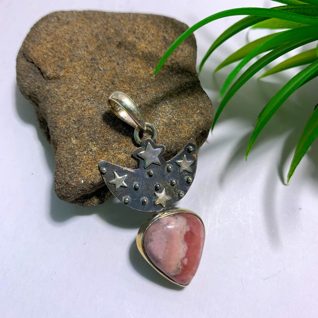 Rhodochrosite  Sterling Silver Pendant (Includes Silver Chain) - Earth Family Crystals