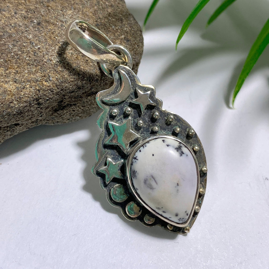 Dendritic Agate Pendant in Sterling Silver (Includes Silver Chain) - Earth Family Crystals