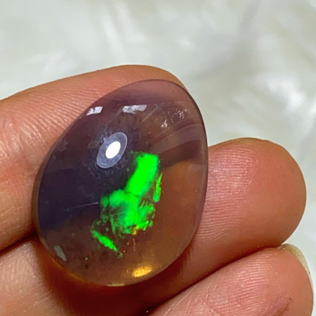 18 Ct. Very Rare & Flashy Black Australian Opal Translucent Cabochon - Earth Family Crystals