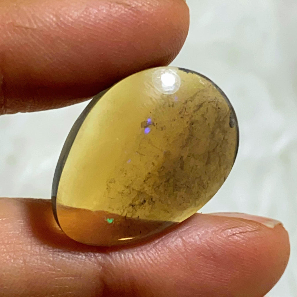 18 Ct. Very Rare & Flashy Black Australian Opal Translucent Cabochon - Earth Family Crystals