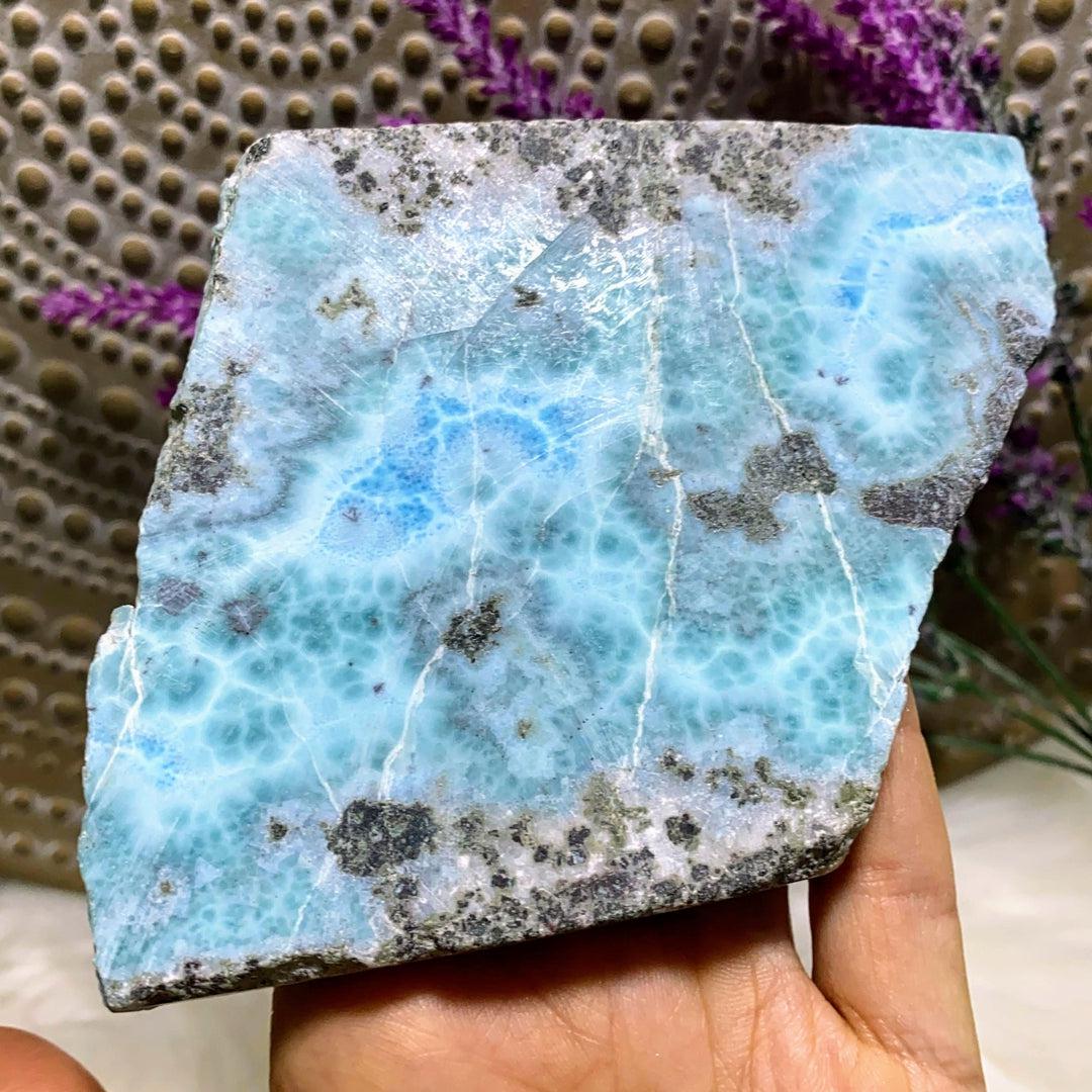 High Grade! Ocean Blue Larimar Large Unpolished Display Specimen From The Dominican Republic - Earth Family Crystals