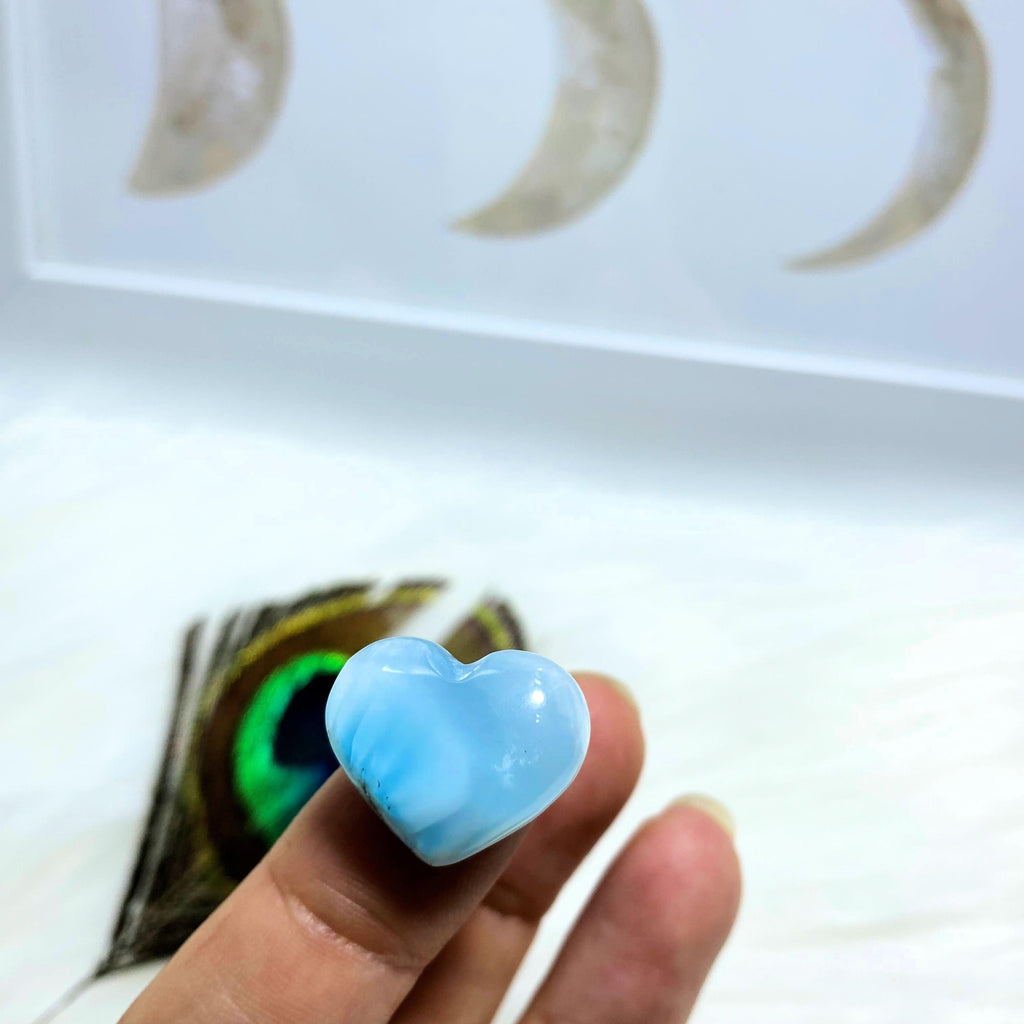 Adorable Larimar Dainty Heart Carving~Locality: Dominican Republic #1 - Earth Family Crystals