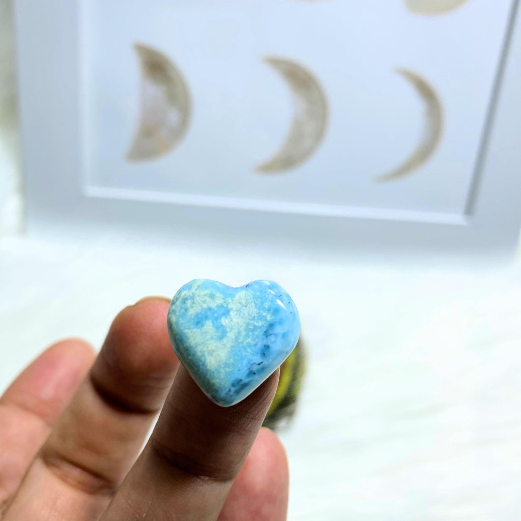 Adorable Larimar Dainty Heart Carving~Locality: Dominican Republic #3 - Earth Family Crystals