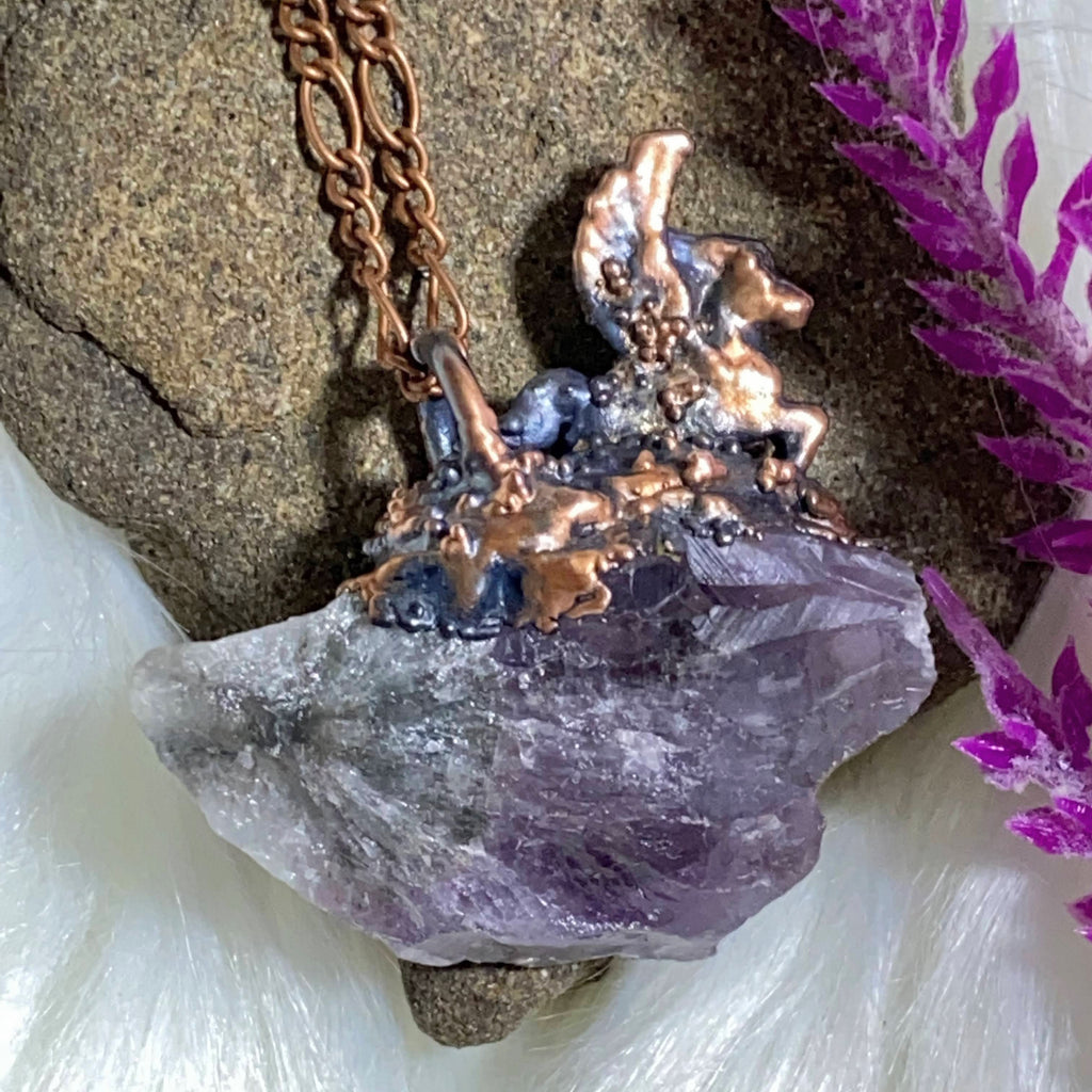 Pegasus Dreams~ Natural Super 7 Ooak Handmade Copper Necklace (24" chain) - Earth Family Crystals