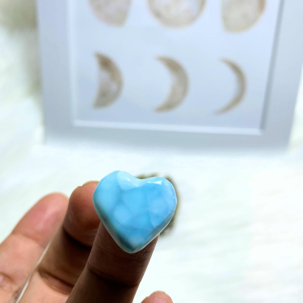 Adorable Larimar Dainty Heart Carving~Locality: Dominican Republic #3 - Earth Family Crystals