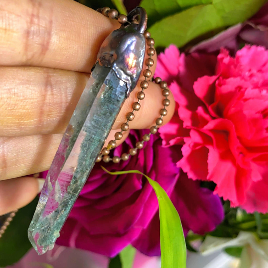 Soul Healing Vibes~ Green Samadhi Himalayan Quartz Ooak Handmade Copper Necklace (23" chain) - Earth Family Crystals
