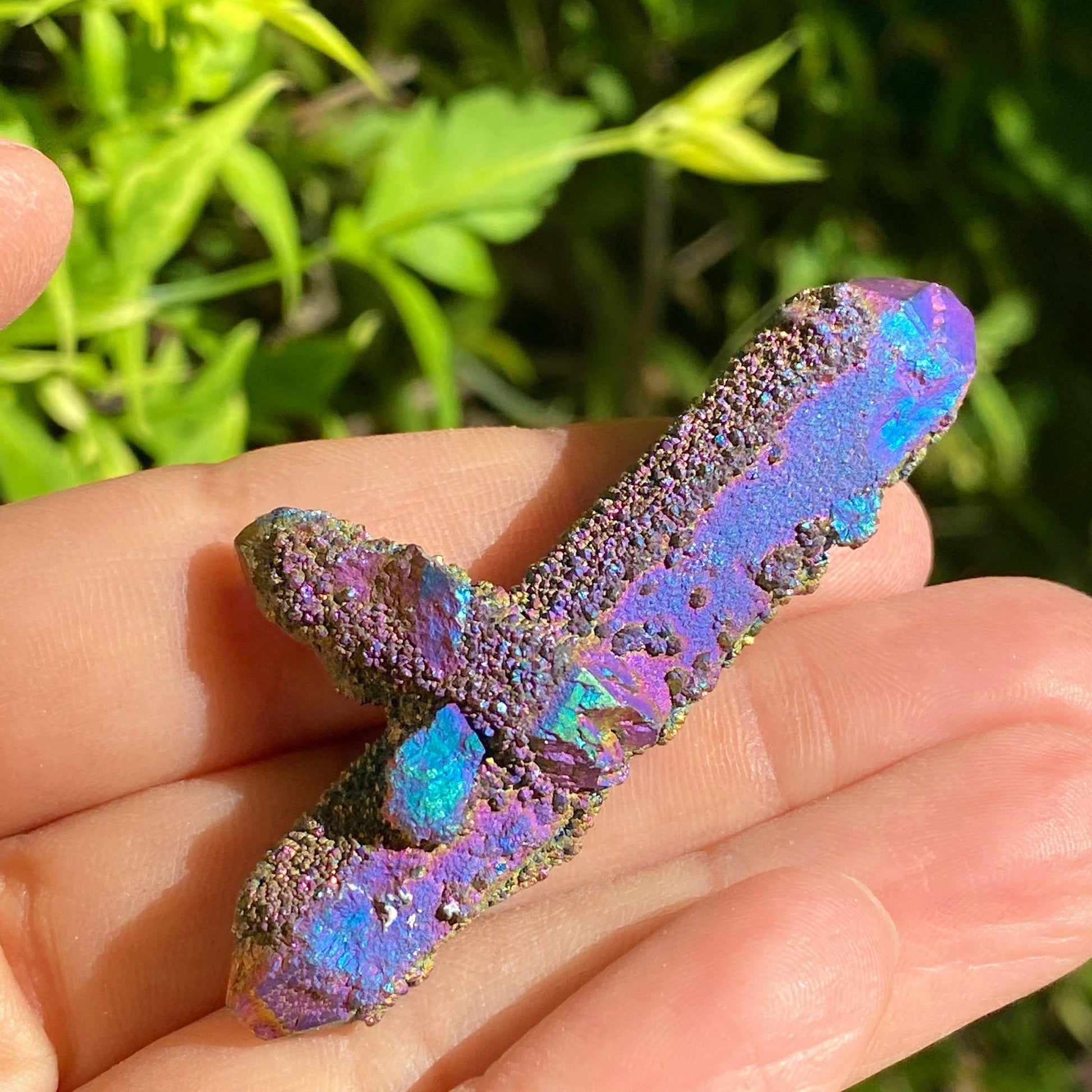 Vibrant Rainbow Titanium Spirit Quartz Double Terminated Point - Earth Family Crystals