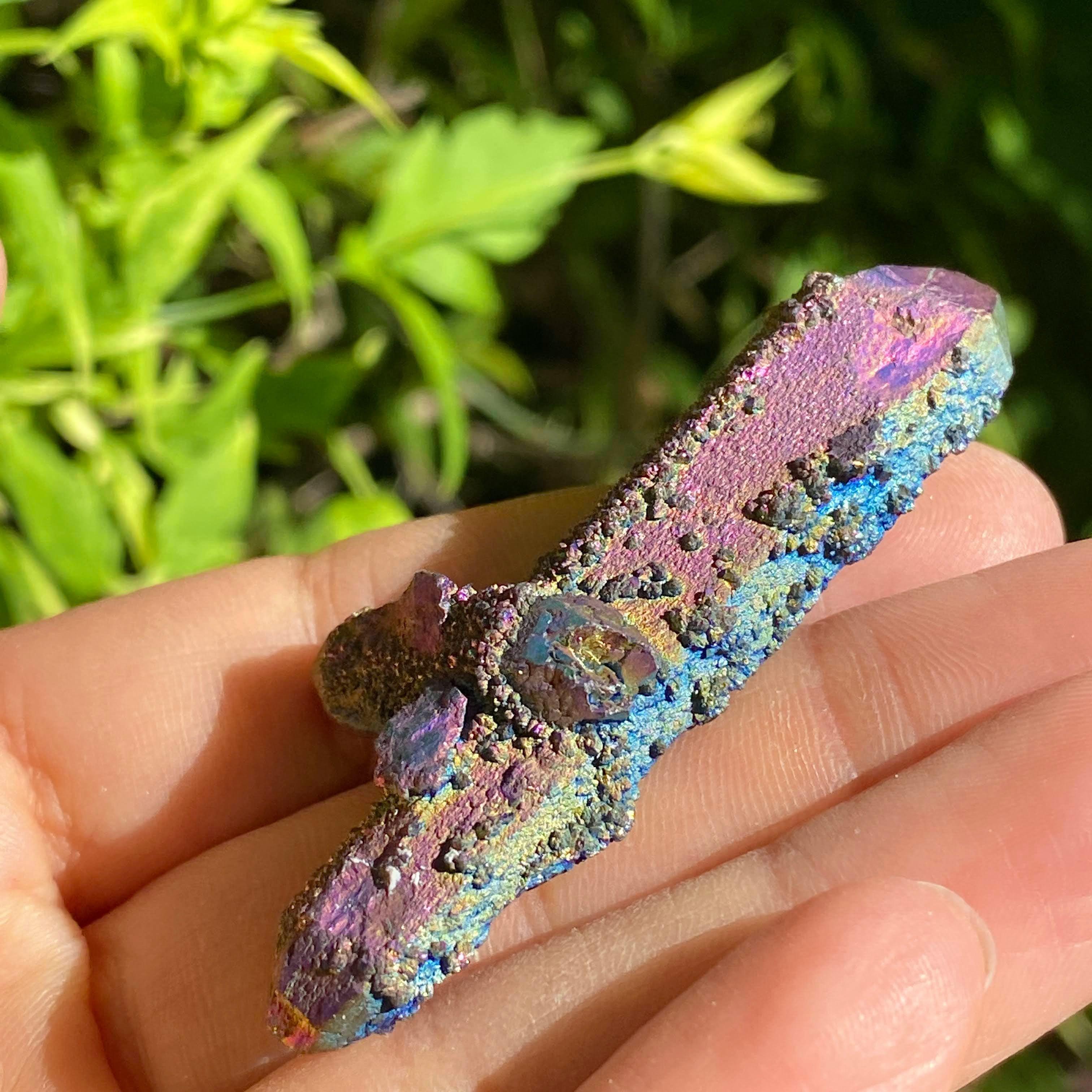 Vibrant Rainbow Titanium Spirit Quartz Double Terminated Point - Earth Family Crystals