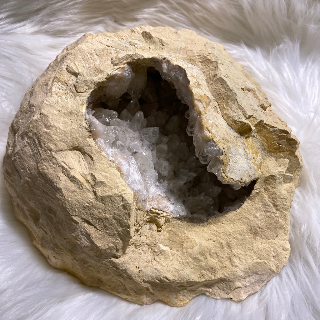 Big Calcite Dome Geode Display Specimen from an old collection from morocco - Earth Family Crystals