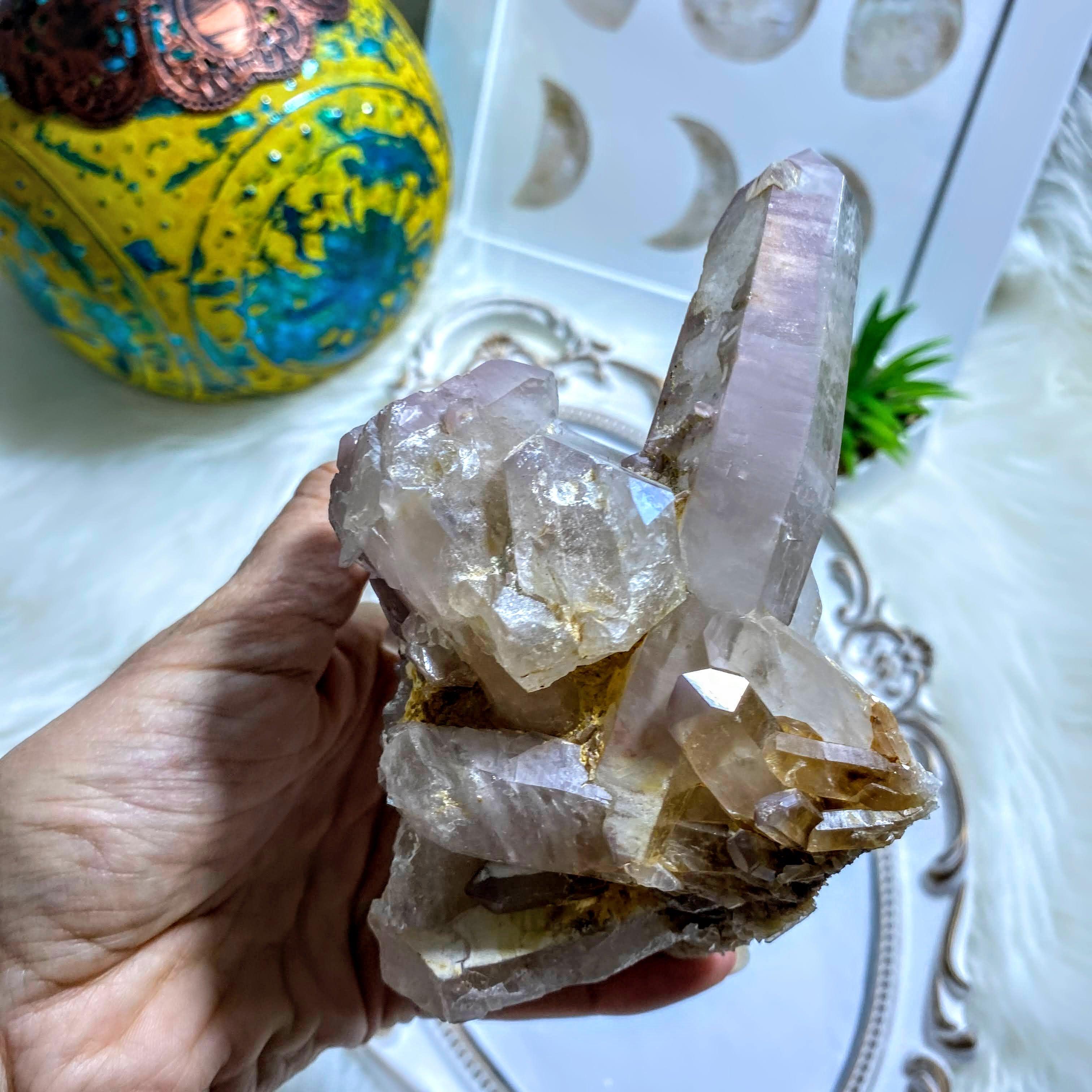Lithium Quartz XL Elestial Cluster With Self Healing ~Locality  Brazil - Earth Family Crystals