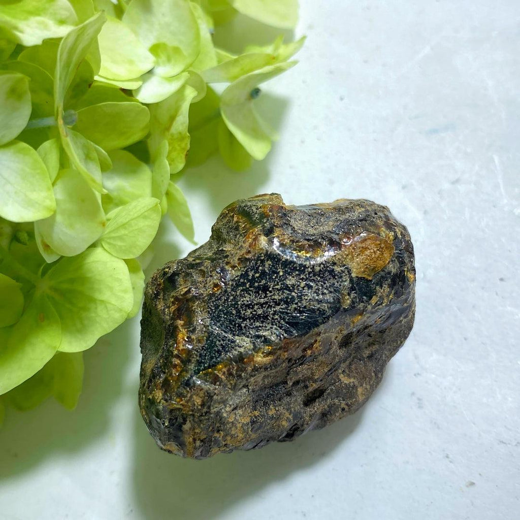 Genuine Sumatra Golden & Blue Amber Natural Specimen #2 - Earth Family Crystals