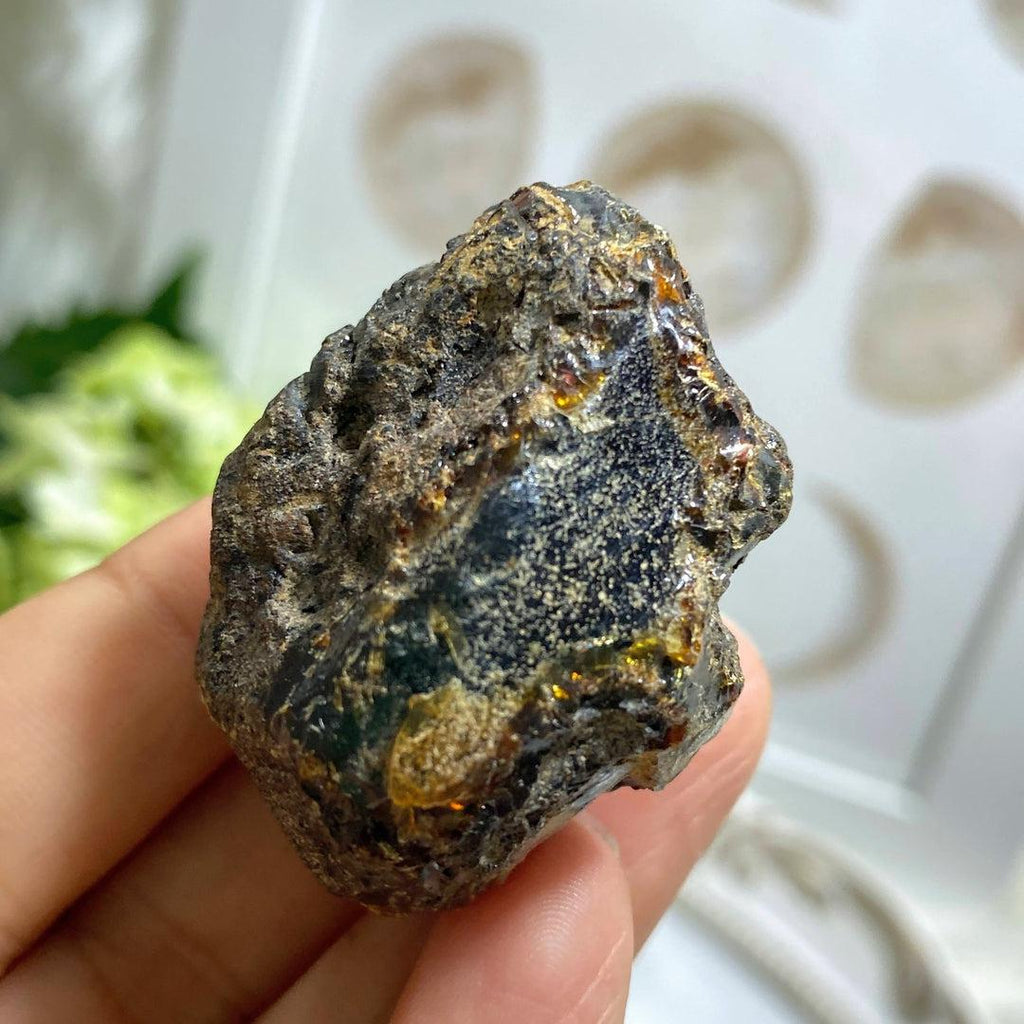 Genuine Sumatra Golden & Blue Amber Natural Specimen #2 - Earth Family Crystals