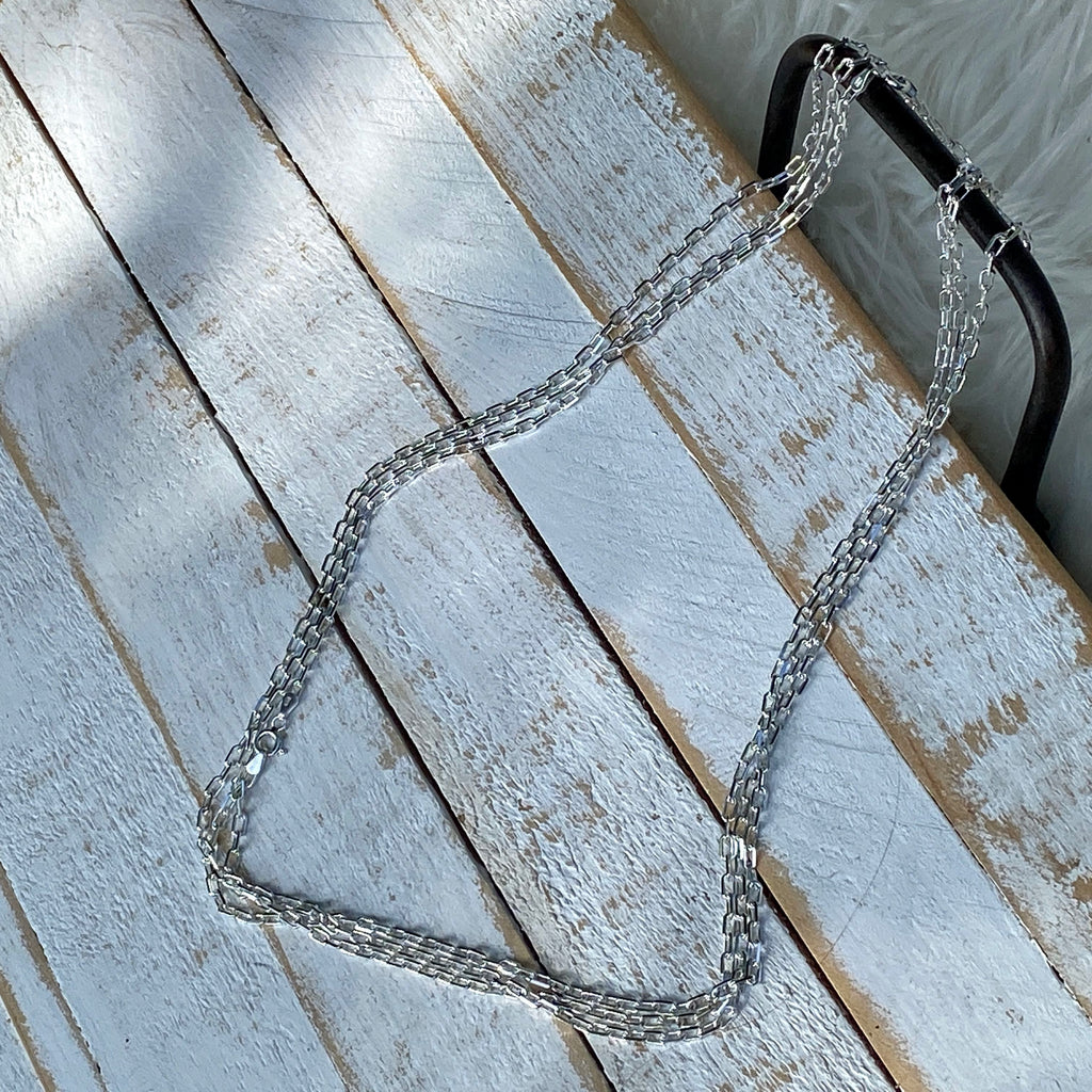 925 Stamped Italian Sterling Silver Square Cable Link Chain 24" - Earth Family Crystals