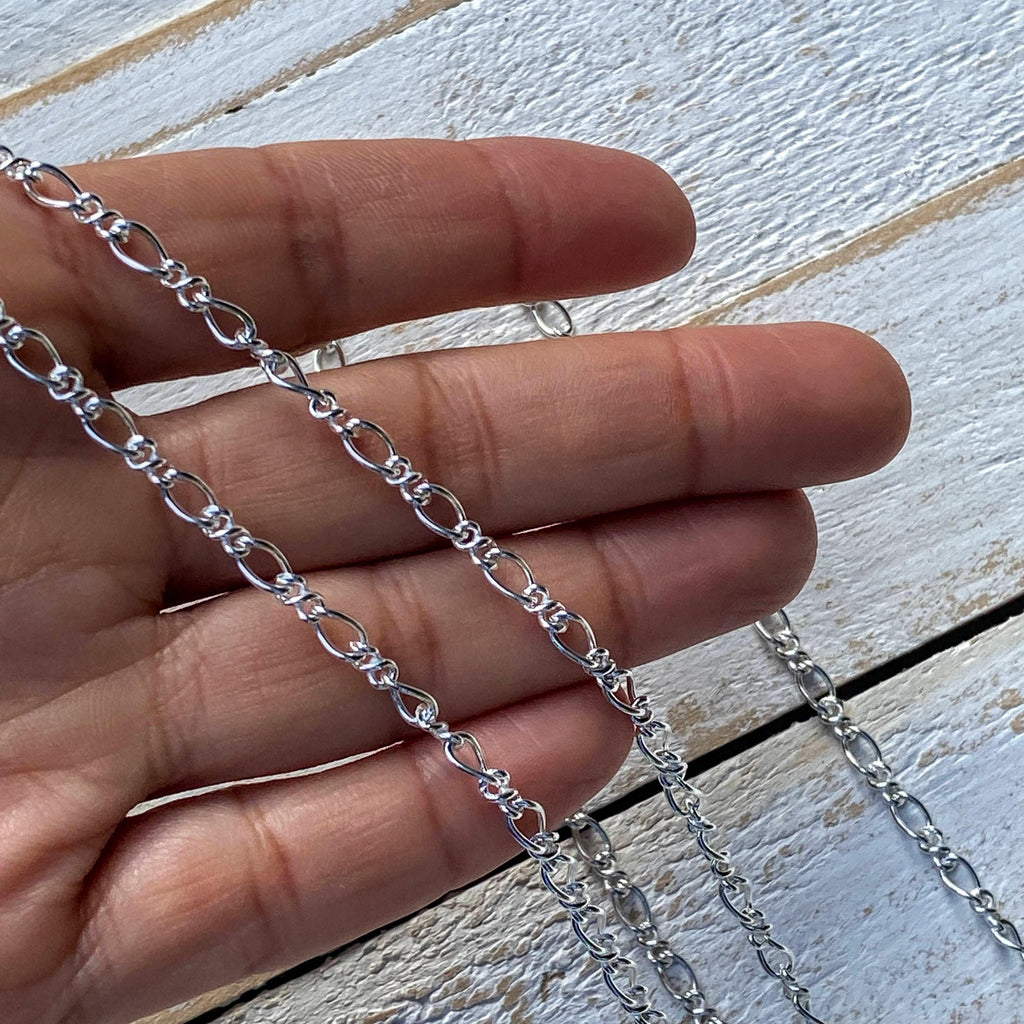 925 Stamped Italian Sterling Silver Figaro Cable Link Chain 24" - Earth Family Crystals