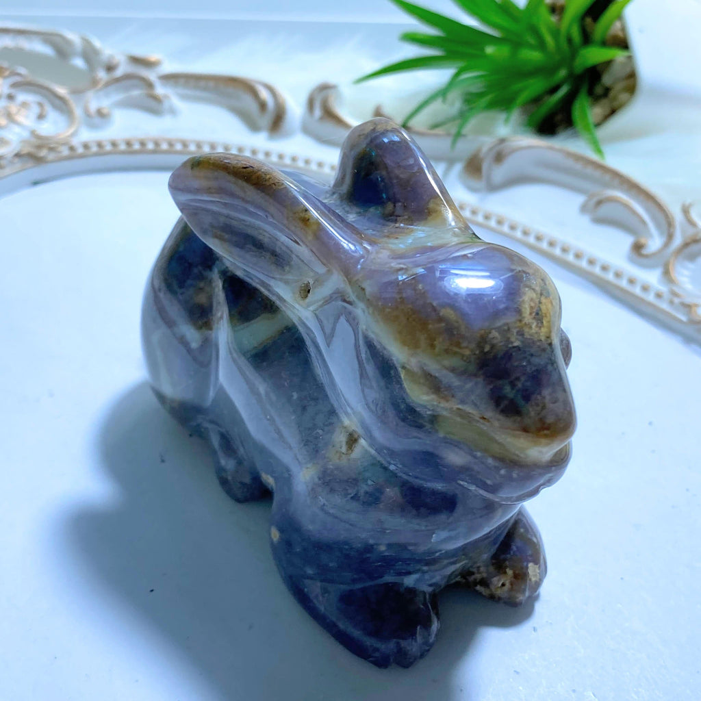 Incredible Large Violet Flame Purple Agate Rabbit Display Carving - Earth Family Crystals