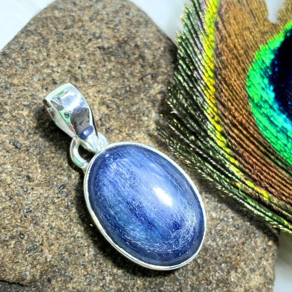 Dancing Sheen Blue Kyanite Sterling Silver Pendant (Includes Silver Chain) #1 - Earth Family Crystals