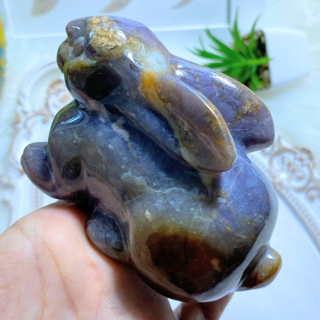 Incredible Large Violet Flame Purple Agate Rabbit Display Carving - Earth Family Crystals