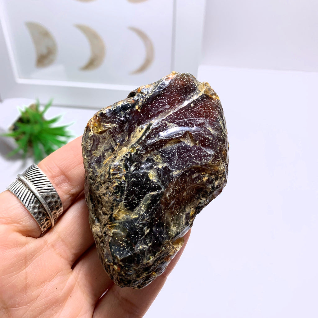 Raw Blue & Golden Large Sumatra Amber Natural Specimen #1 - Earth Family Crystals