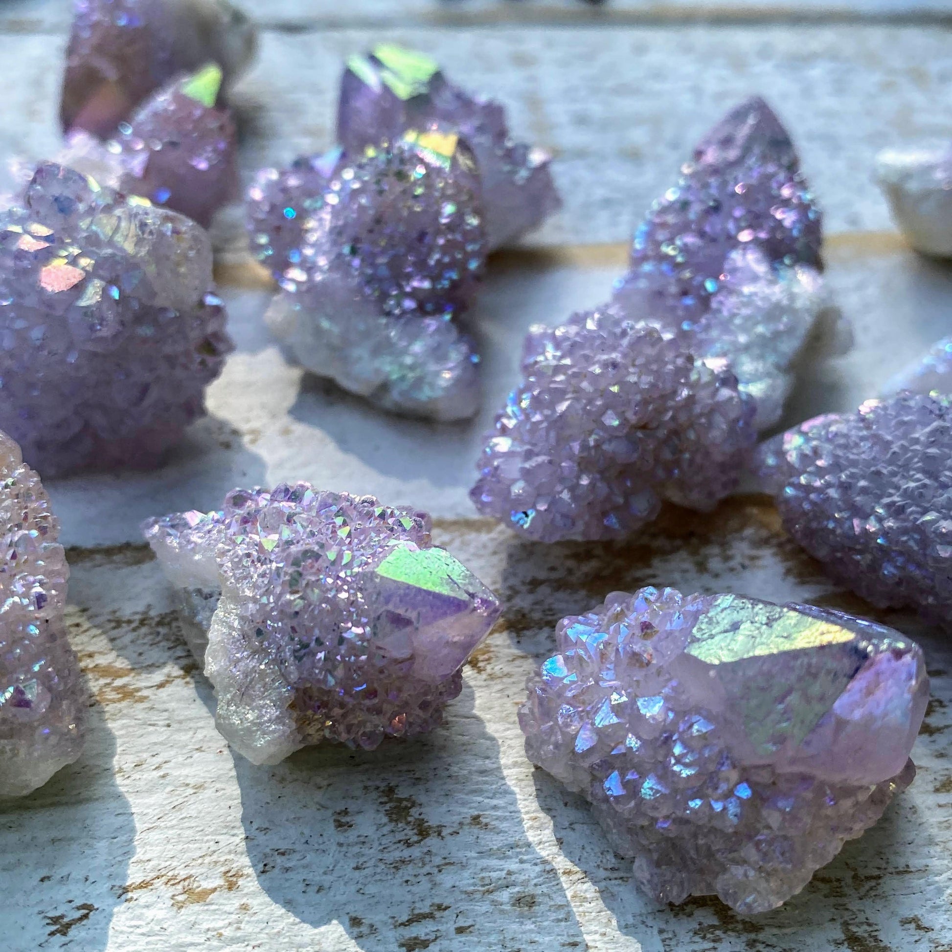 Set of 2~Sweet Shimmering Angel Aura Spirit Quartz Points - Earth Family Crystals