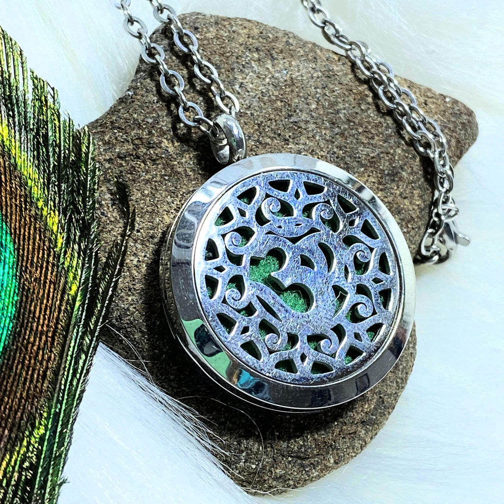 Ohm Diffuser Pendant Perfect for Essential Oils in Stainless Steel (Includes 19 Inch Stainless Steel Chain) - Earth Family Crystals