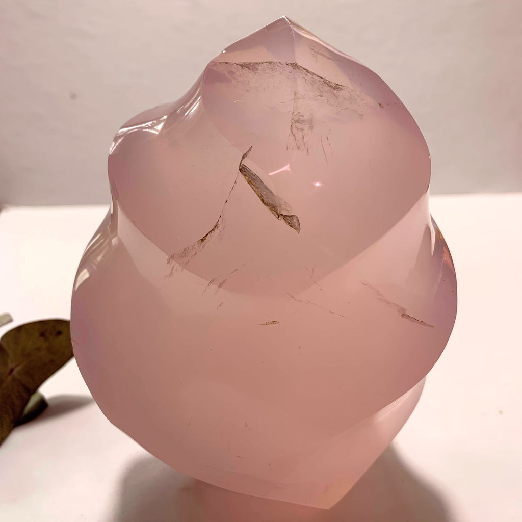 Delightful  XL Rose Quartz Flame Standing Display Specimen *REDUCED - Earth Family Crystals