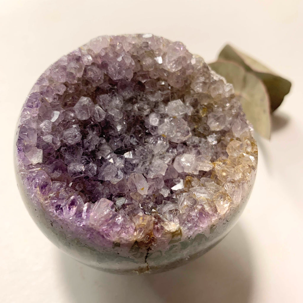 Incredible Layered Color Contrast~Large Amethyst Druzy & Agate Geode Sphere From Brazil - Earth Family Crystals
